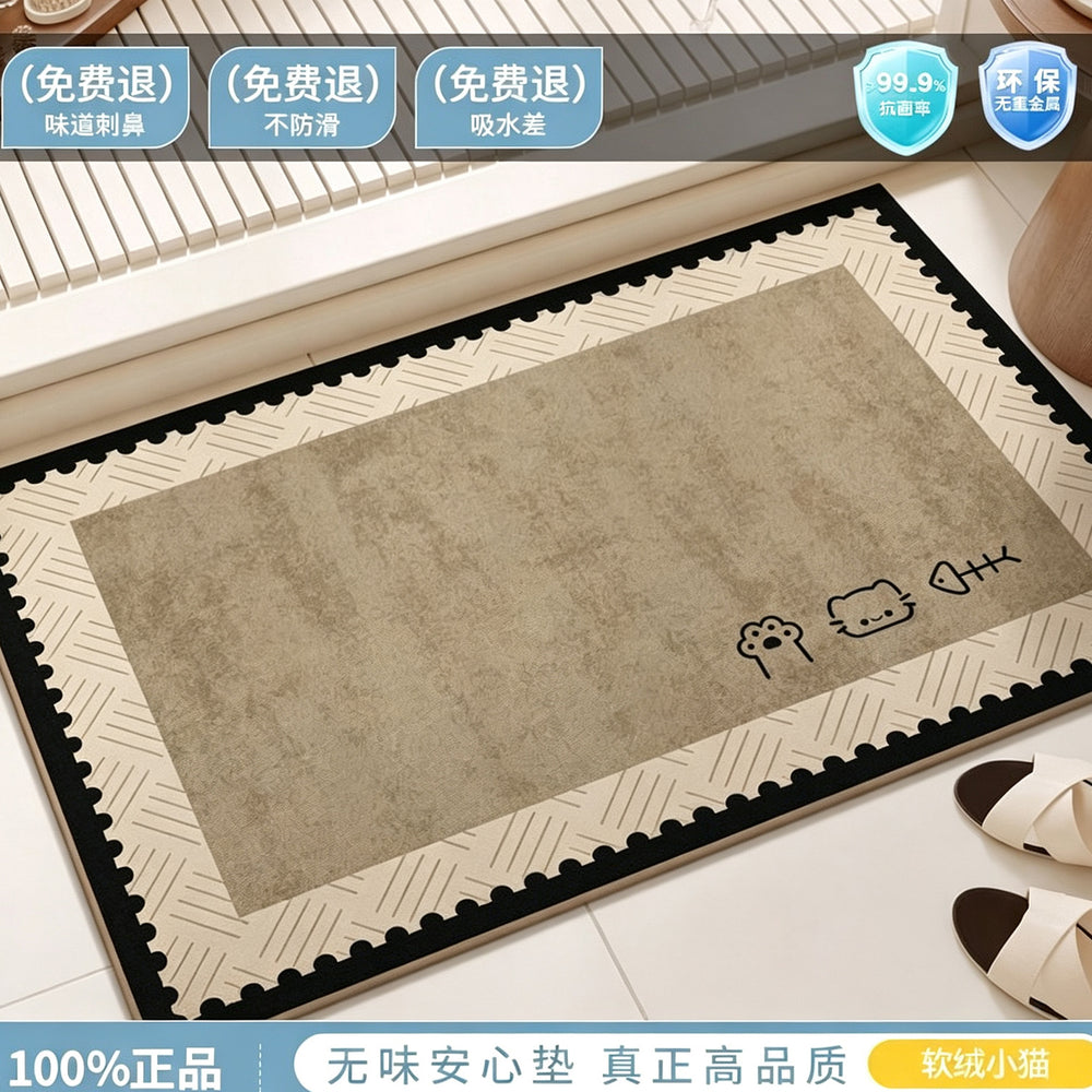 Diatom mud bathroom floor mat door absorbent quick-drying for home bathroom toilet foot mat medieval style wash basin non-slip