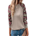 2025 amazon fashion diamond quilted patchwork long sleeve crewneck casual sweatshirt for women (us & europe)