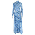 Fashion style insexportnew arrivalelegantprinting women's waist slimming look a-line skirt high collarprintinglongdress