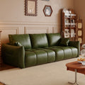 Retro oil wax leather sofa modern casual living room size apartment straight row three-slot distressed medieval style sofa