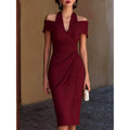 Fashion cross-border sexy off-shoulder pleated veterinary dress dress