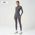 European and american nude feel zipper long sleeve yoga bodysuit high elasticity breathable fitness activewear one-piece tight dlt004