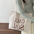 Casual and lazy style letterprintingsatchel bag koreanniche style polka dot canvas bag large capacity work clothing tote bag