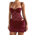 Women's spring/summer new collection: solid color camisole lace bodysuit & bodycon midi skirt two-piece set - european & american style