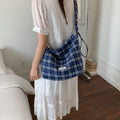 Korean style retro plaid bag - women's large capacity versatile commuter crossbody bag - minimalist chic underarm bag/shoulder bag