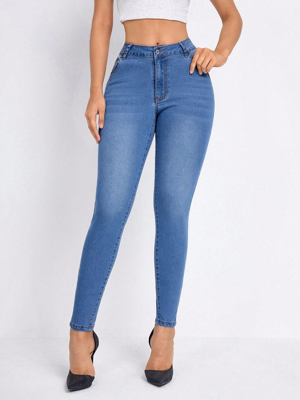 Pre-sale #ready stock-15607#  cross-border women's ins versatile fashionable tight stretch skinny jeans