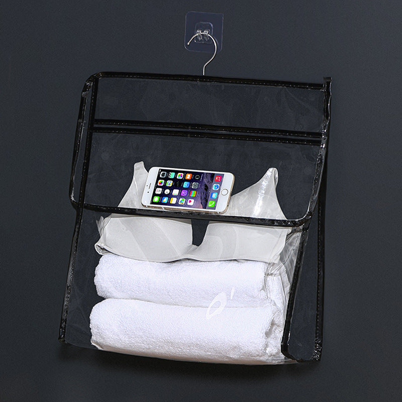 Bathroom clothes storage handy gadget bath clothes waterproof bedroom dormitory storage hanging bag fabric wall hanging storage bag