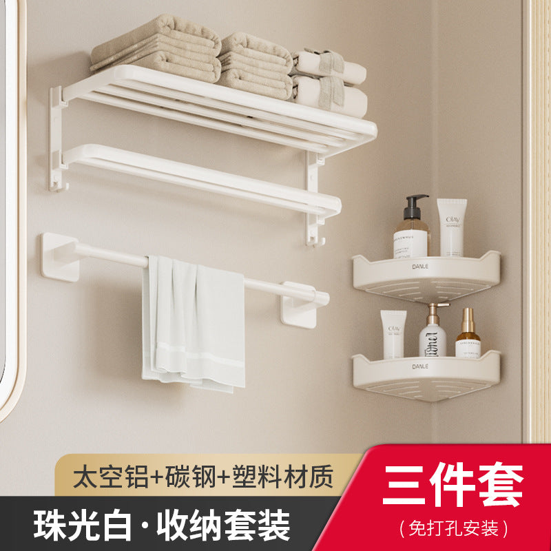 White bathroom rack No punching toilet Suction cup Wall-mounted toilet Wash table Storage corner triangular basket