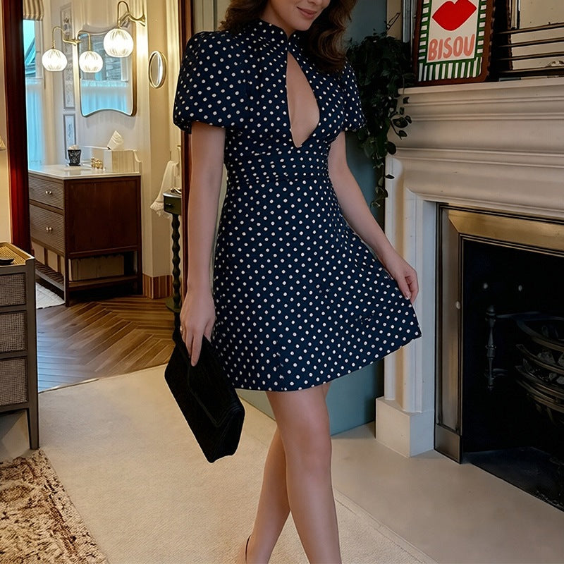 european and american export women's clothing - summer dress for women - fashionable and elegant hollow-out polka dot dress 661