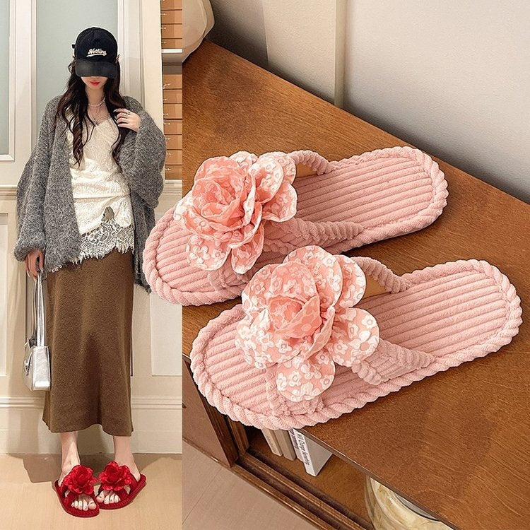 Exportplus sizenew arrivalflower slippers open toe flats indoor home easiest for matchpopularfashion confinement cotton slippers