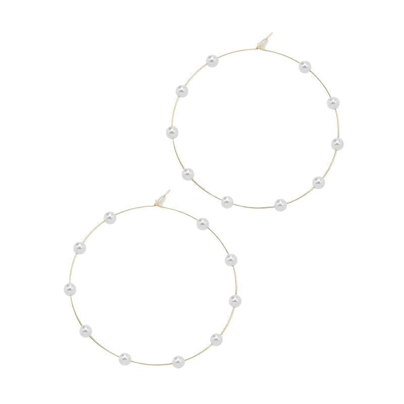 Pearl earrings wholesale european and american cross-border alloy silver jewelry women's niche rings exaggerated stylish high-end earrings