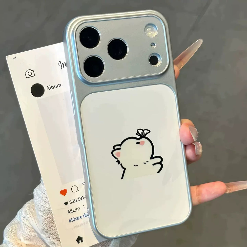 Suitable for apple 17promax mobile phone case simple bow black and white couple cat iphone18 anti-fall soft case