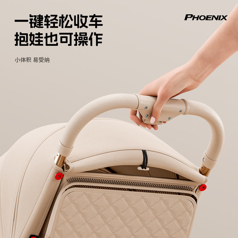 Phoenix baby walking artifact high landscape one-click folding baby walking baby one-way four-wheel shock absorber baby trolley can lie down