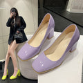 Plus size chunky heel pumps for women - spring/summer 2024 new collection - patent leather bright heels