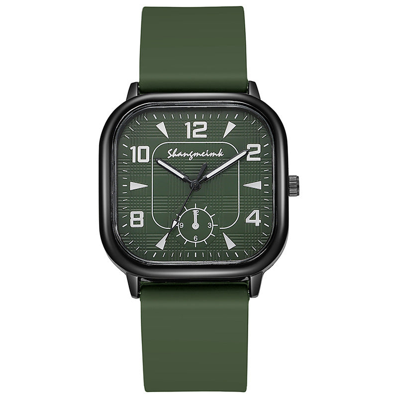 e-commerce square case personalized creative men's watch wholesale fashion retro silicone strap student quartz watch for men