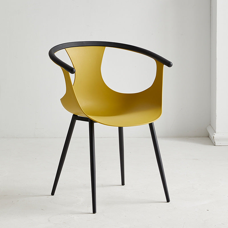 Fashion four-corner creative dining chair thickened plastic back chair milk tea shop restaurant stackable casual negotiation office chair