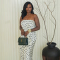European and american women's clothing  autumn new collection: sweet and fresh bandeau polka dot bodycon maxi dress