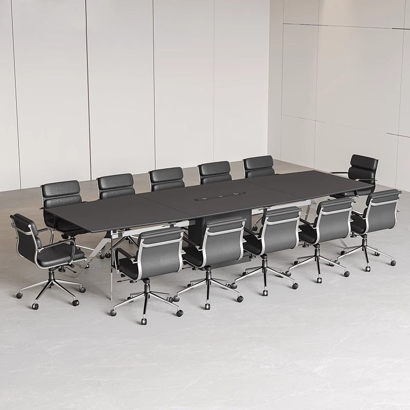 Conference table - minimalist modern office desk, conference room table and chair set, office furniture, large rectangular negotiation and training table