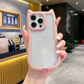 New apple 17 pro max compatible minimalist solid color cat ear phone case, iphone 15 drop-proof pc protective cover