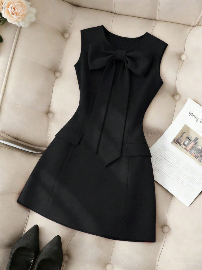 european and american cross-border summer chic sleeveless knitted mini dress with cinched waist and slim fit