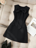european and american cross-border summer chic sleeveless knitted mini dress with cinched waist and slim fit