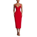 European and american women's clothing  spring/summer new solid color casual slim-fit sleeveless halter neck tie-up midi dress wholesale