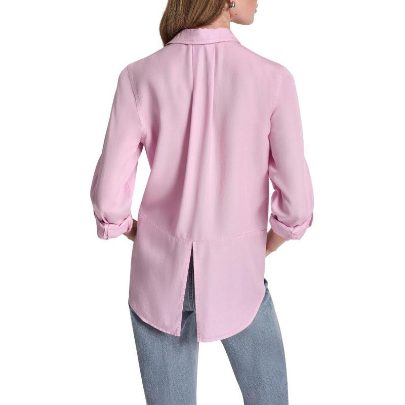 Amazon fashionpolo collar button shirt  springnew arrivalfashionelegantcasualloosetops