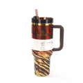 cool tiger pattern 40oz stanley ice cup large capacity straw cup 304 stainless steel handle thermos cup