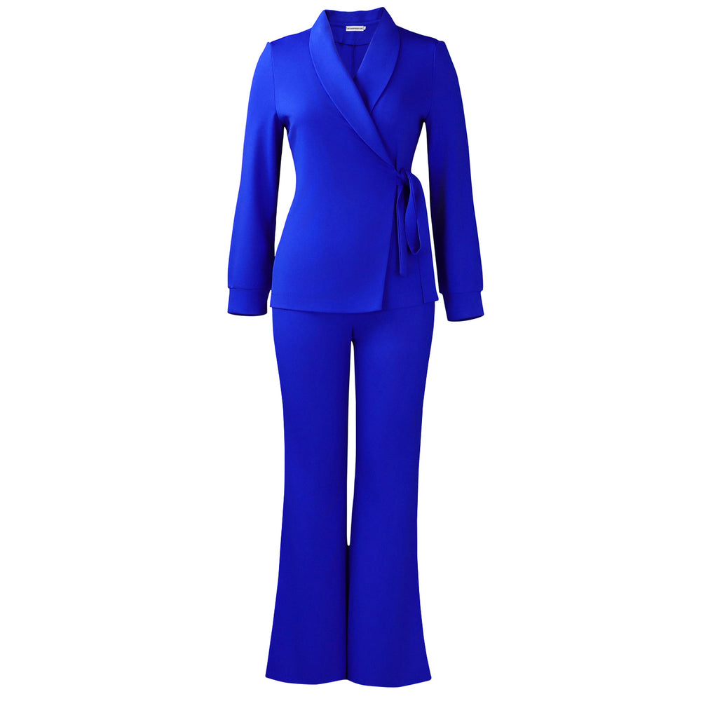 D601 european and american style women's fashion two-piece set: chic tie-up blazer and pants - new autumn/winter  collection