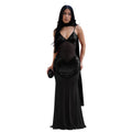 C7647 cross-border   fashion women's sexy mesh suspender v-neck sequin dress