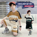 Boys'  summer new design short-sleeve t-shirt set - trendy printed loose-fit athletic casual outfit