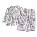 Autumn korean style new children's wear: girls' all-over floral print lace blouse and loose wide-leg pants set - kids' loungewear