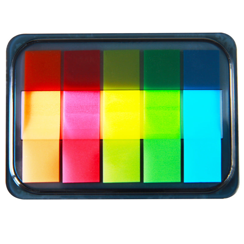 Deli Stationery 9060 Fluorescent Film Indication Label Extraction Box Student Bookmark Classification Stickers Post-it Note Index Stickers
