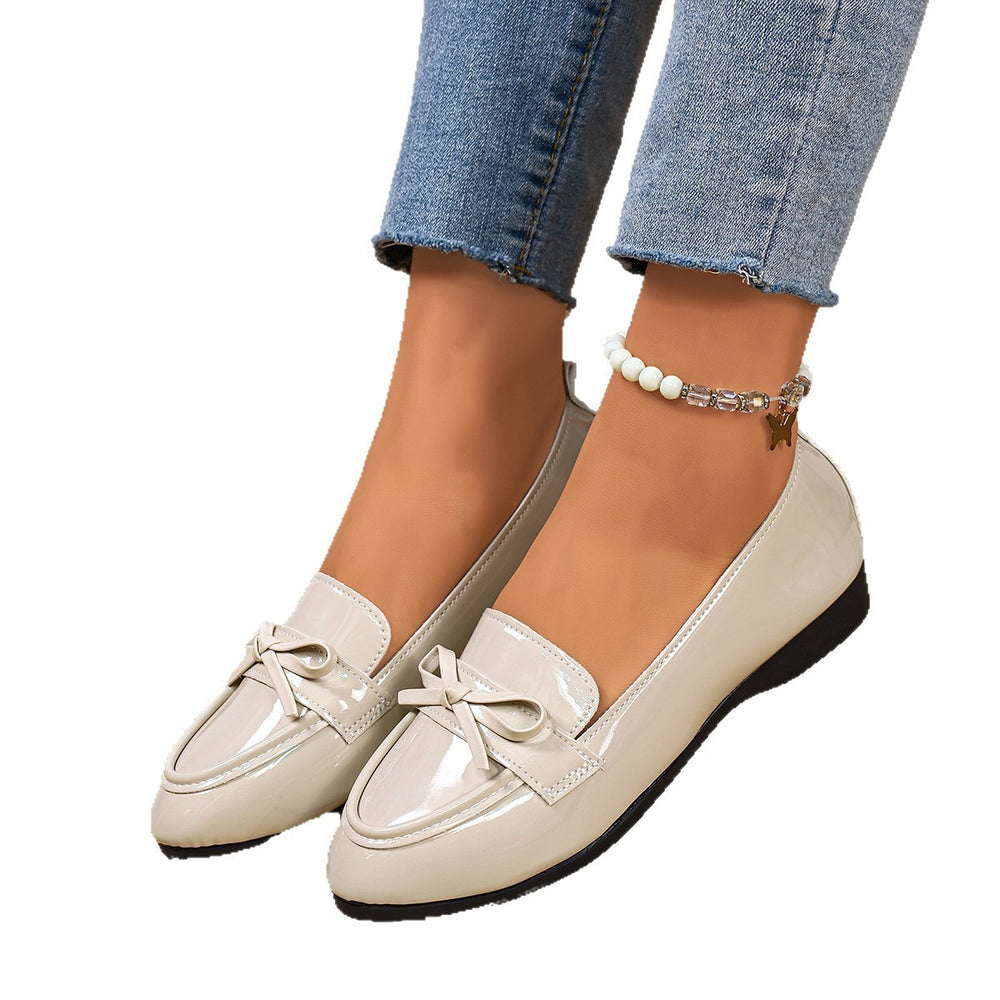 export british style women's leather loafers - new  collection, versatile flat heel, slip-on with bow detail, plus size available