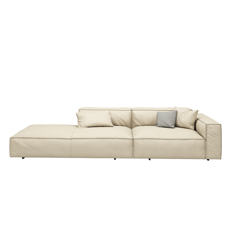Foshan furniture factory personalized italian normcore tofu block sofa first layer genuine leather small apartment living room house straight row