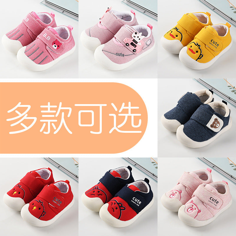 Toddler shoes for baby boys, spring and autumn, 0-1-2 years old, soft sole infant shoes, winter fleece-lined cotton shoes for baby girls