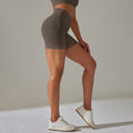 seamless tight pure color peach hip lifting high waist body shaping yoga shorts sports running fitness three-quarter pants for women