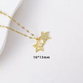 X-8176 golden double star necklace