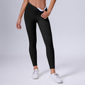 Eco-friendly recycled fabric high-waisted crossover color block yoga pants - tight fit, butt-lifting, workout leggings - barely-there feel activewear for women