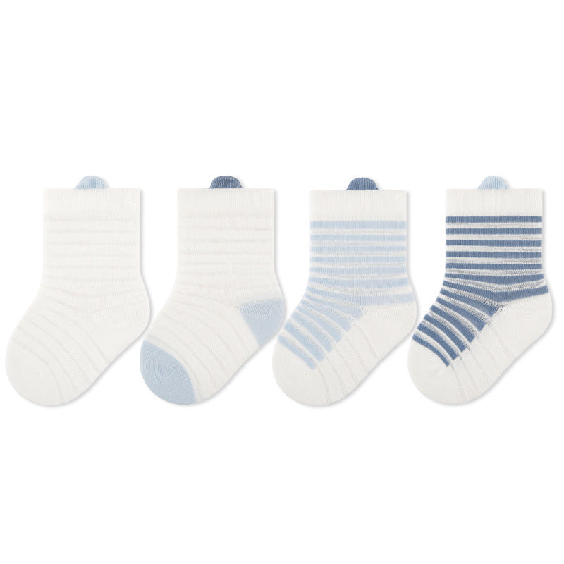Baby elephant baby socks combed cotton kidsknee socks boneless plaid non-feet loose mouth infant socks