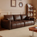 Retro oil wax leather sofa modern casual living room size apartment straight row three-slot distressed medieval style sofa