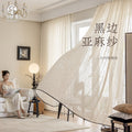 French gauze curtain light-proof curtain linen living room balcony japanese style window screen medieval style keqiao shaoxing wholesale