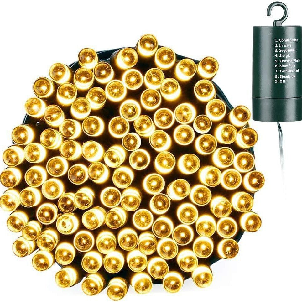 Dark green LED light string outdoor waterproof hook-type battery box 8 mode string light Christmas decorative light string wholesale