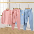 Kids german velvet heattechintimateswinterfleece-linedthickened boneless boys and girls quick-heating bottom pajamas home wear suit