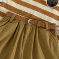summer new arrivals: girls' striped trim tank top and casual shorts two-piece set - the perfect outfit for shopping!