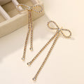 Wholesale new arrival cross-border bowknot rhinestone jewelry exaggerated fashion tassel light luxury earrings alloy stud earrings for women