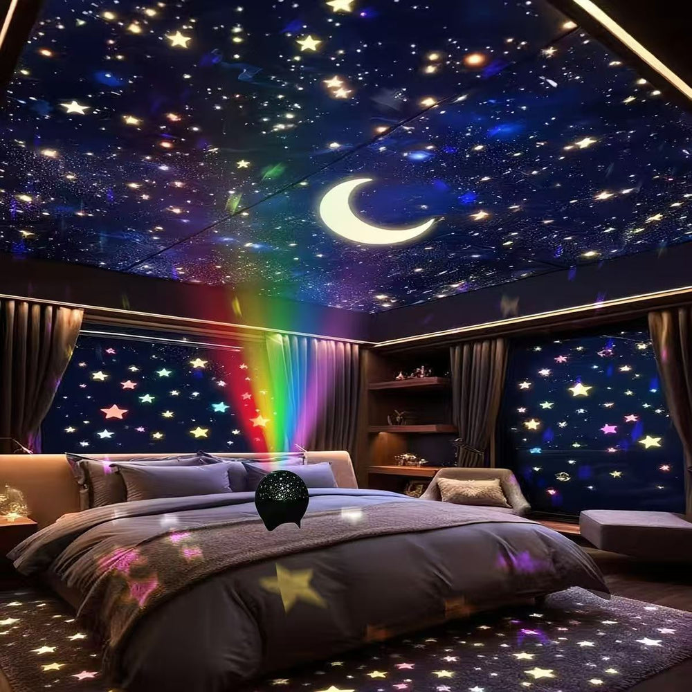 Starry sky projector lamp - bedroom ceiling eye protection mini night light with bluetooth speaker - romantic gift for her