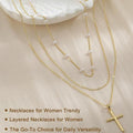 European and american cross-border new artificial pearl clavicle chain creative cross pendant necklace retro multi-layered necklace