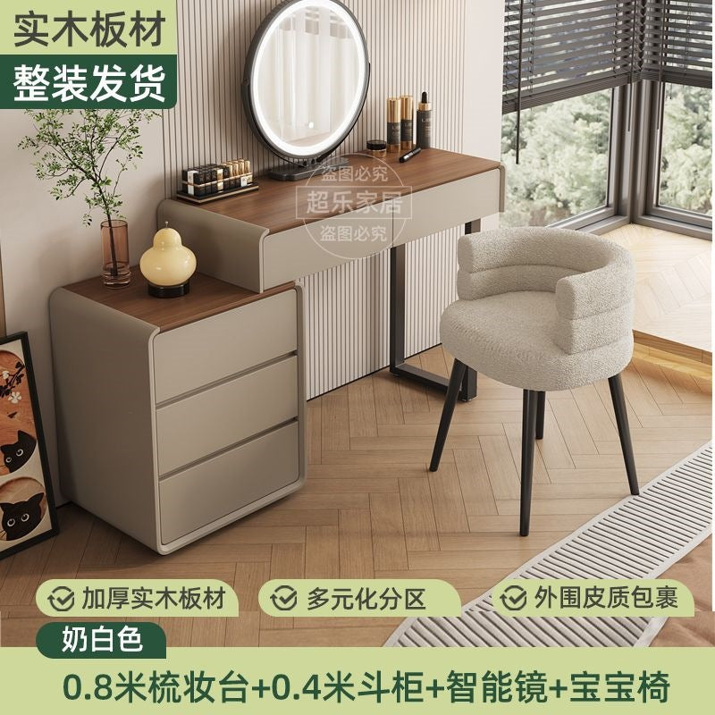 Vanity table bedroom casual walnut color chest of drawers vanity table all-in-one small makeup table retractable makeup table