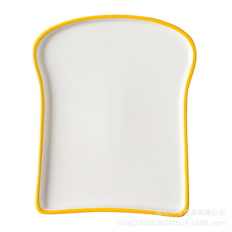 Toast breakfast plate creative ceramic bread plate household western food plate breakfast plate cheesecake plate wholesale